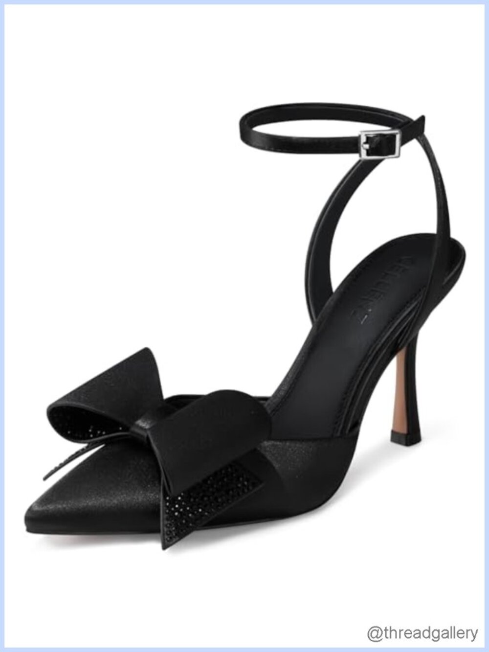 Women's Bow Kitten Heels Stiletto Sandals Rhinestone Ankle Strap